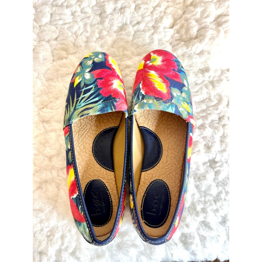 B.O.C. Born Concept Franki Floral Canvas Slip-On Espadrille Flats Women Size 9.5